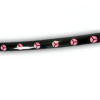Détail du fourreau noir du katana Shusui, orné de motifs roses en forme de pétales, disposés de manière symétrique sur toute la longueur.