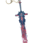 Porte-clés miniature de l'épée Mort du Loup, inspiré de Genshin Impact. Son design noir et rouge, agrémenté de détails complexes, rappelle la puissance de cette arme iconique. Un accessoire idéal pour les fans du jeu et les collectionneurs