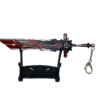 Mini réplique de l'épée Mort du Loup, inspirée de Genshin Impact. Cette épée imposante affiche un design noir et rouge avec des détails raffinés, évoquant la puissance brute du loup. Accompagnée d'un support élégant, elle est parfaite pour les collectionneurs et les passionnés du jeu.