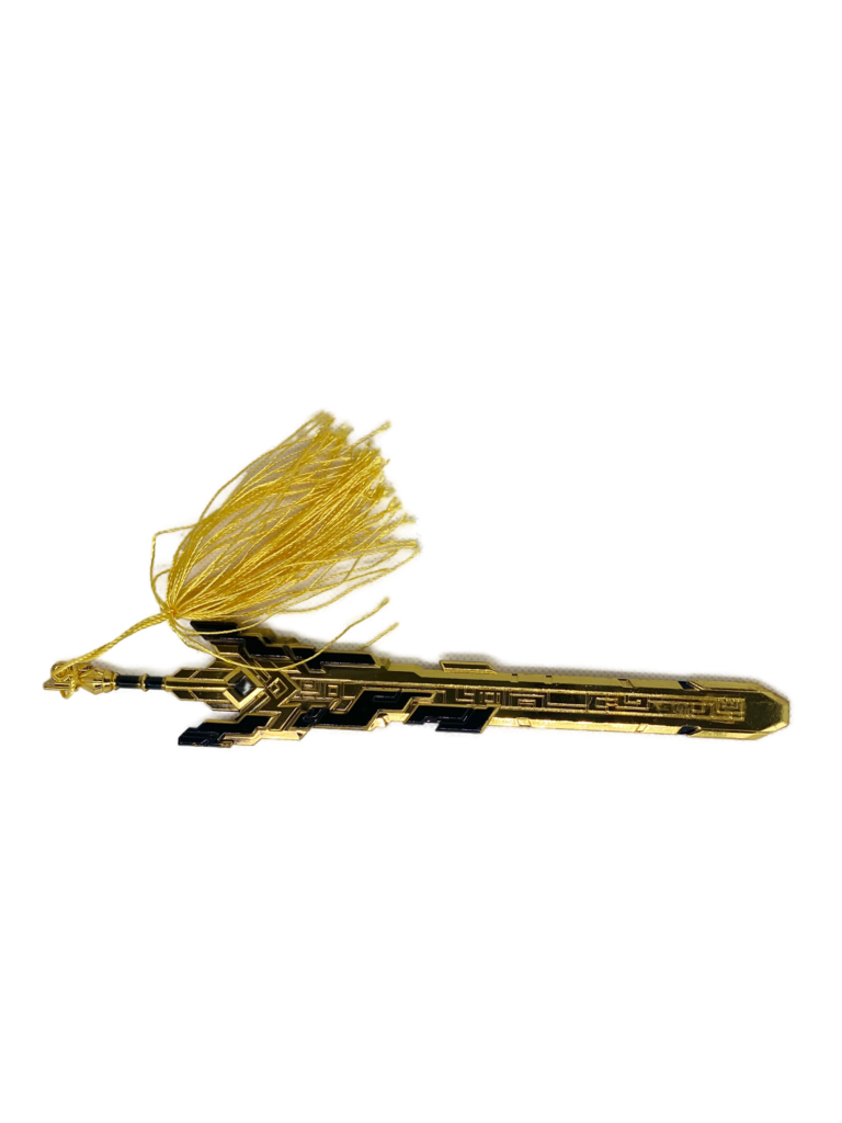 Mini réplique Lame Brute, miniature dorée inspirée de l’arme emblématique de Genshin Impact, parfaite pour les fans et collectionneurs.