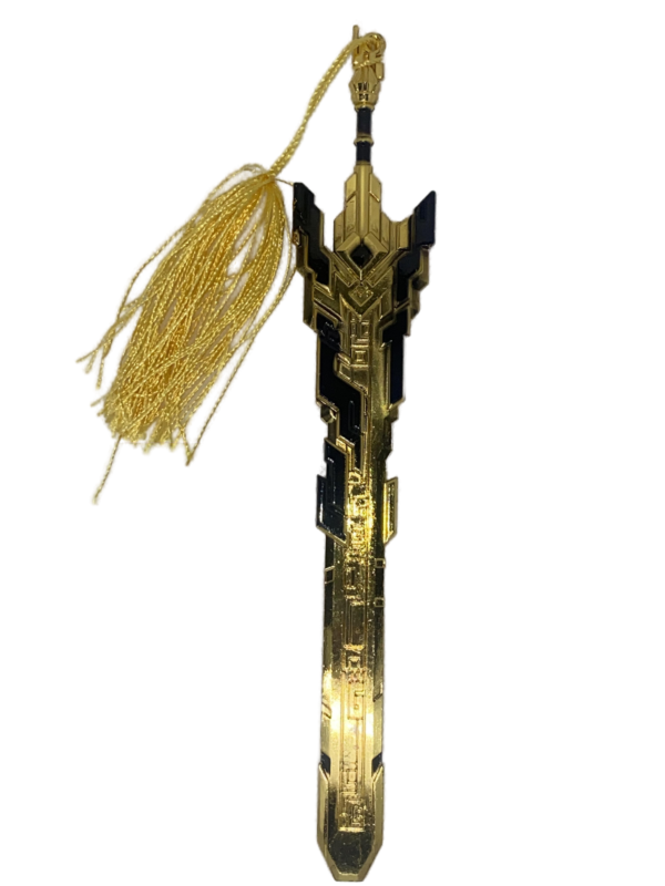 Mini réplique Lame Brute, miniature dorée inspirée de l’arme emblématique de Genshin Impact, parfaite pour les fans et collectionneurs.