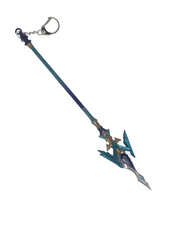 Mini réplique de l'Étouffeur de Calamité, une arme emblématique de Genshin Impact. Ce porte-clés représente fidèlement cette lance mythique, avec ses détails en bleu et or et son design élégant. Idéal pour les collectionneurs et les fans du jeu