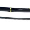 Détail du fourreau noir brillant avec attache dorée et lame ondulée en acier du Katana Yubashiri de Zoro, inspiré de l'univers de One Piece