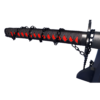 Garde et manche noir du Katana Bankai de Ichigo avec motifs rouges et chaînes, inspiré de l'univers de Bleach